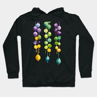 Hanging Mardi Gras Beads in Gold, Green and Purple Hoodie